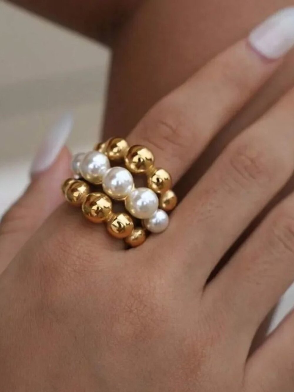 Gold and Pearl Ring Q338